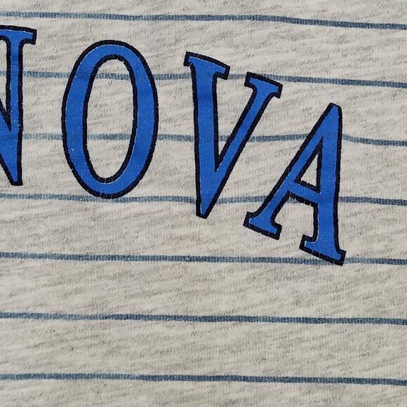 Vintage 90s Villanova Stripes Shirt S/M 19x26 Gray - Picture 11 of 13